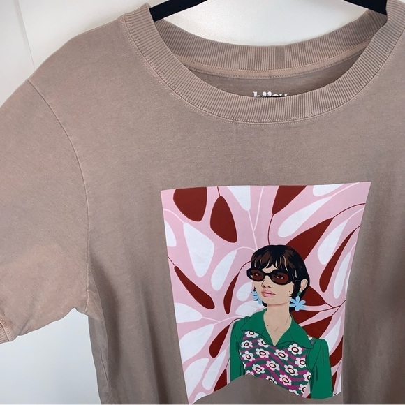 Bijou Karman x Target NWT Collab Graphic Art to Wear Tan Pink T-Shirt sz XL - Picture 2 of 8